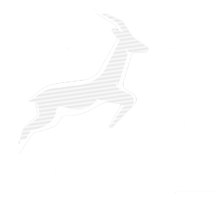 Gazelle Art -baltas logotipas